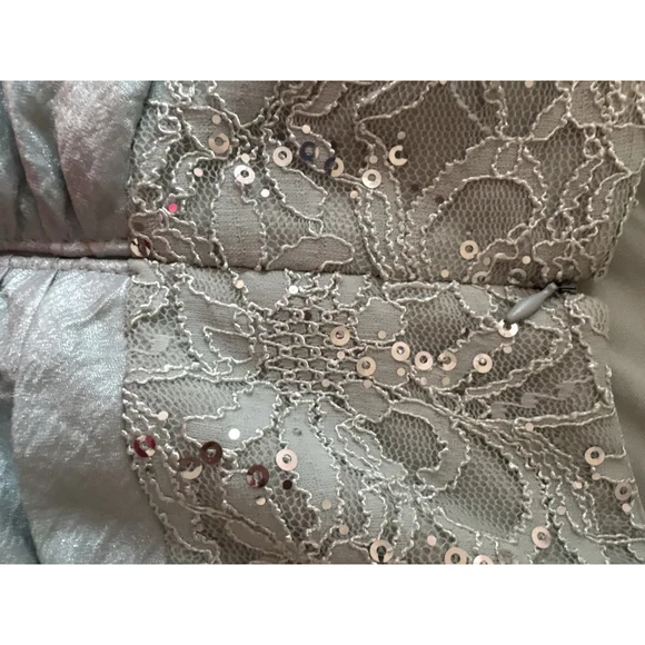 R&M Richards 14W Light Blue Lace Sequin Bow Knee Length Sweetheart A-Line Dress - Picture 3 of 5